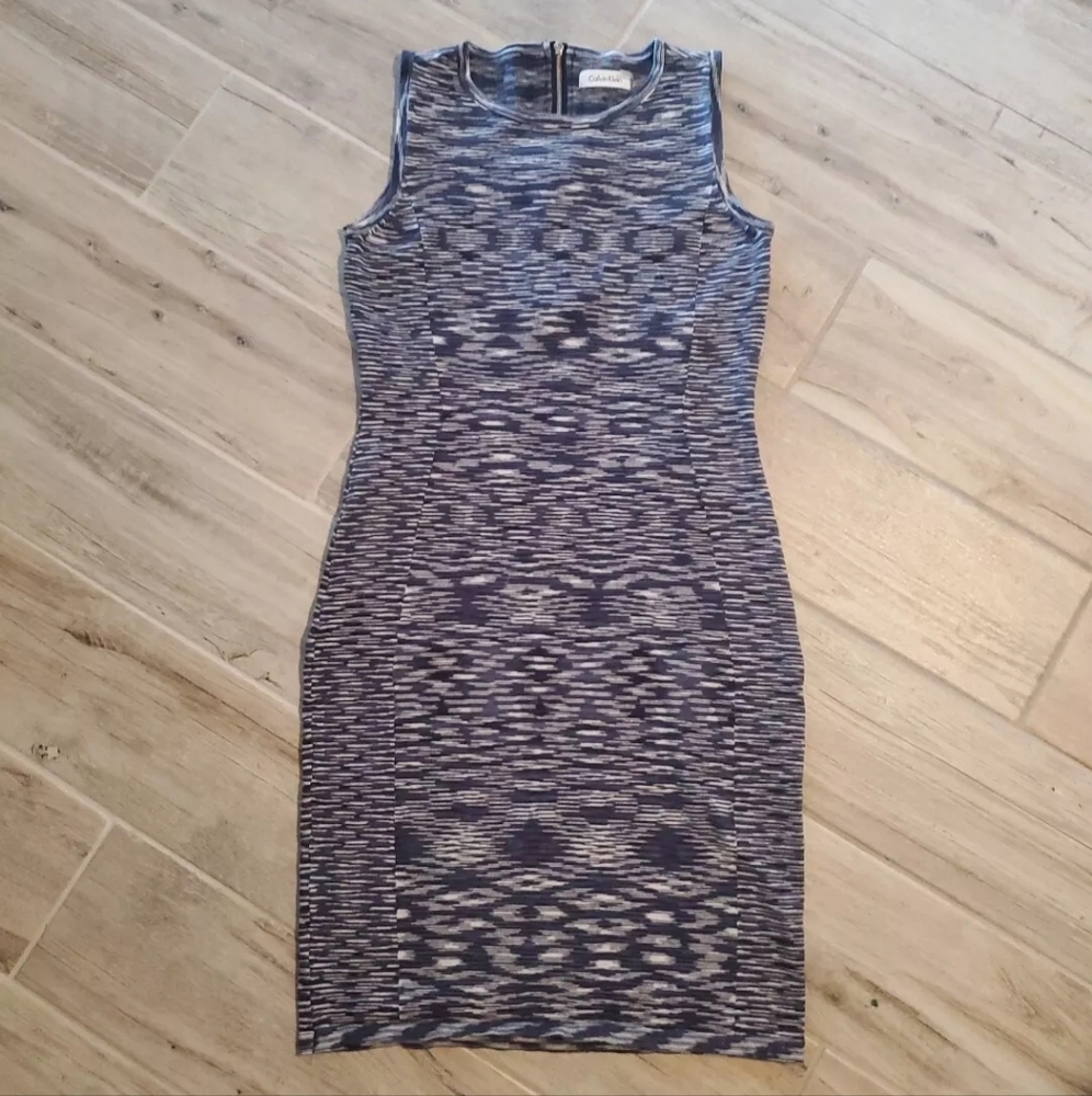 Calvin Klein Indigo Blue Sheath Dress Small Office Party Wedding Preppy